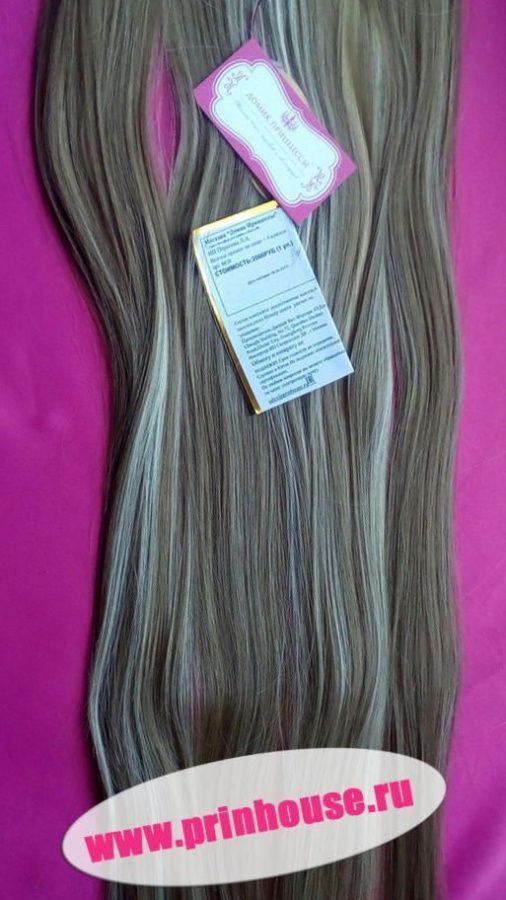Фото Волосы прямые на леске искусственные цвет #H16D613 мелированный русый - магазин  "Домик Принцессы"