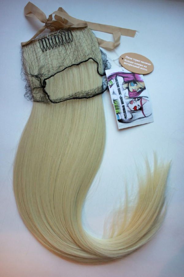 Фото Хвост на ленте термо арт.Stella цвет 613 классический блонд - магазин  "Домик Принцессы"