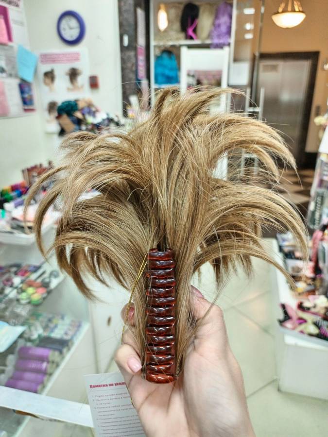 Фото Хвост фонтан на крабе цвет 14.0 славянский русый - магазин  "Домик Принцессы"