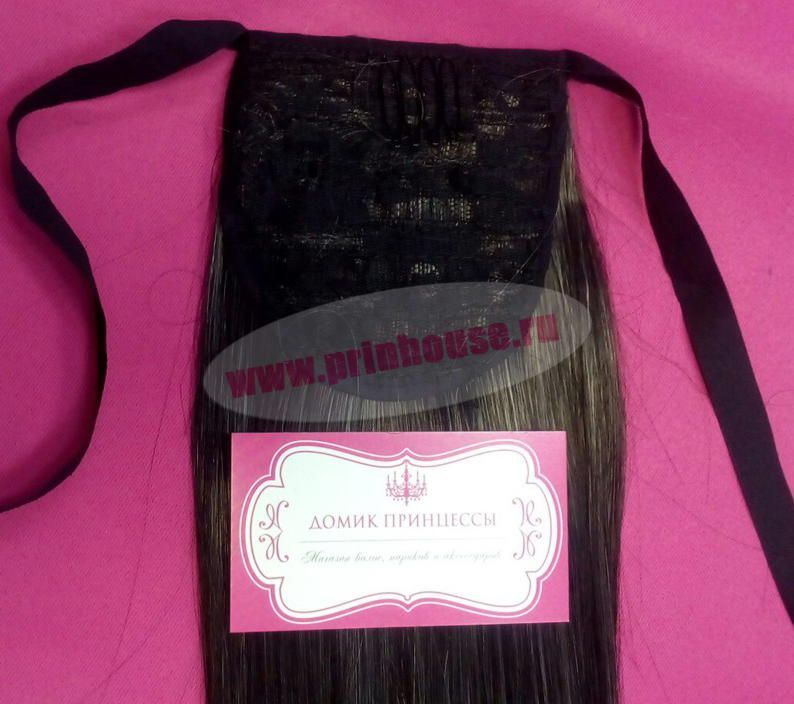 Фото Хвост искусственный на ленте омбре цвет черный+серый - магазин  "Домик Принцессы"