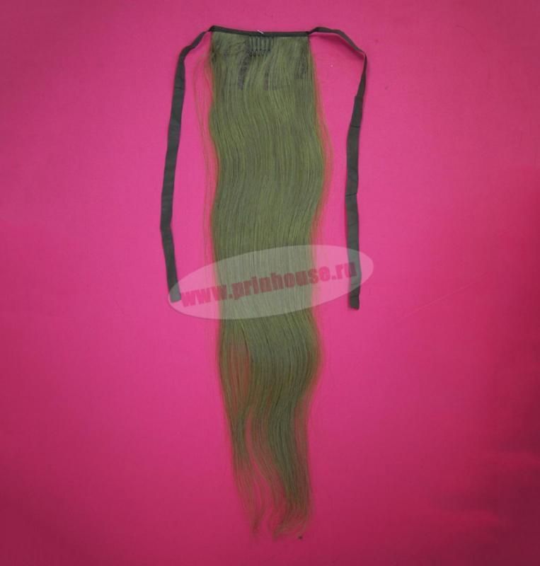 Фото Накладной хвост из натуральных волос на ленте 55cм цвет №12 русый - магазин  "Домик Принцессы"