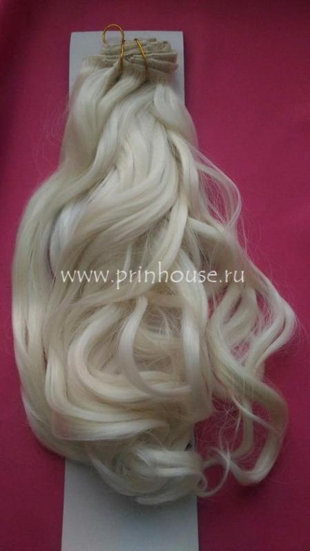 Фото Волосы на заколках искусственные локоны 45см цвет 613а яркий блонд - магазин  "Домик Принцессы"
