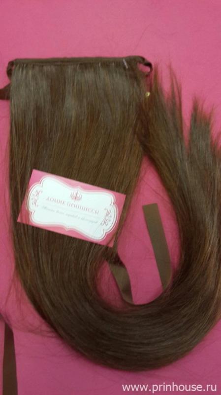 Фото Накладной искусственный хвост 50см цвет 30О шоколадный рыжий орех - магазин  "Домик Принцессы"