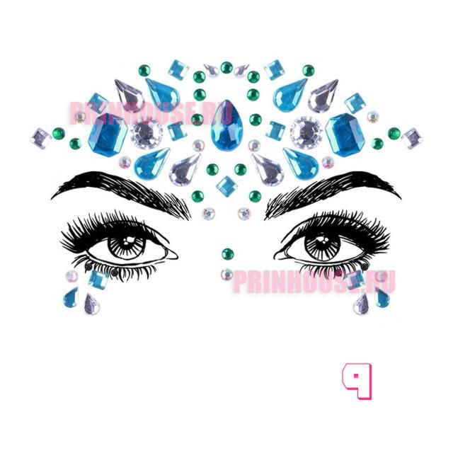 Фото Украшения стразы кристаллы на лицо (разные дизайны на выбор) - магазин  "Домик Принцессы"