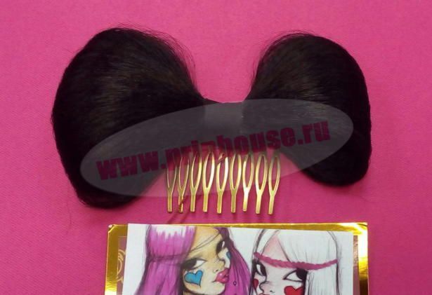 Фото Бант из волос на заколке "Леди Гага" цвет черный №1 - магазин  "Домик Принцессы"