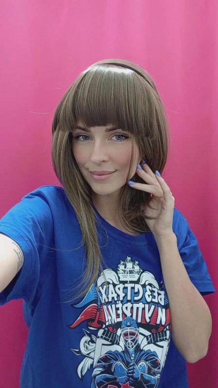 Фото ПОД ЗАКАЗ Челка на бархатном ободке из японского канекалона русый цвет #18 - магазин  "Домик Принцессы"