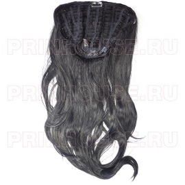 Фото Накладка из искусственных термо волос цвет 1 черный 60см прямые - магазин  "Домик Принцессы"