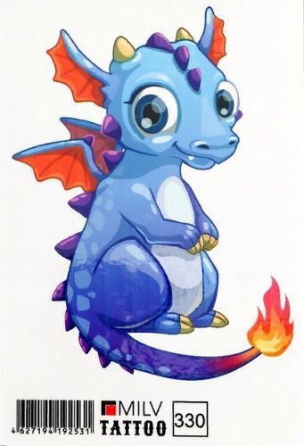 Фото Татуировка Голубой дракон символ Нового 2024 года10х15 см 330 - магазин  "Домик Принцессы"