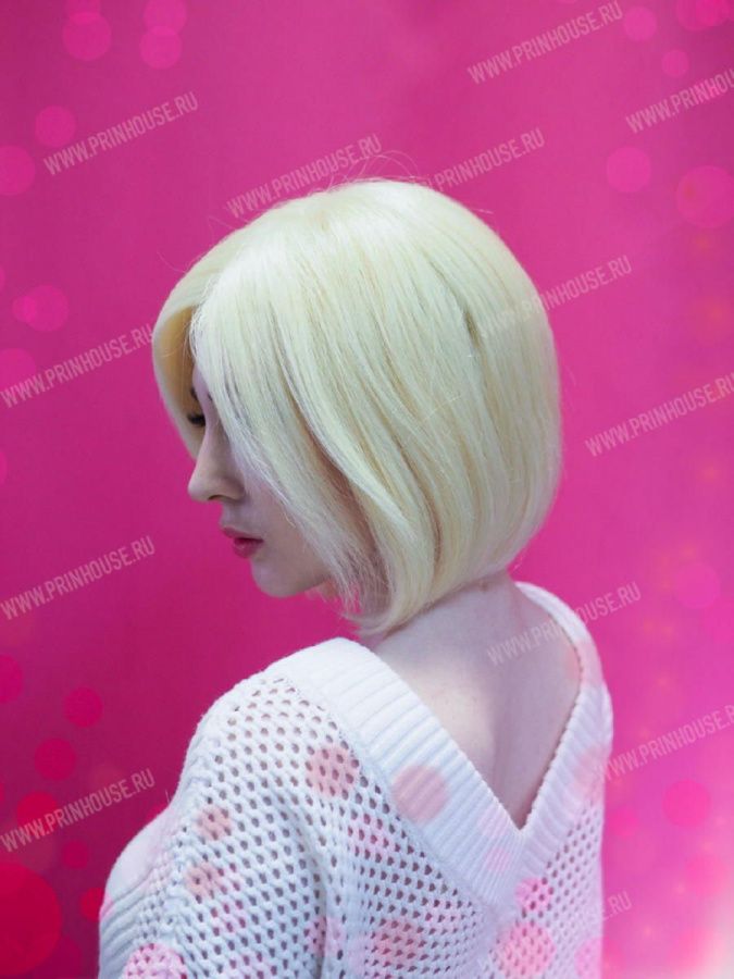 Фото Парик из натуральных волос каре на сетке цвет блонд 613 - магазин  "Домик Принцессы"