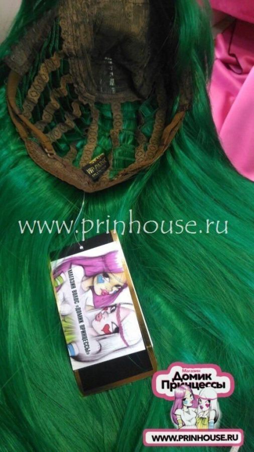 Фото Парик супер длинный искусственный 70 см Цвет ys5 насыщенный зеленый - магазин  "Домик Принцессы"