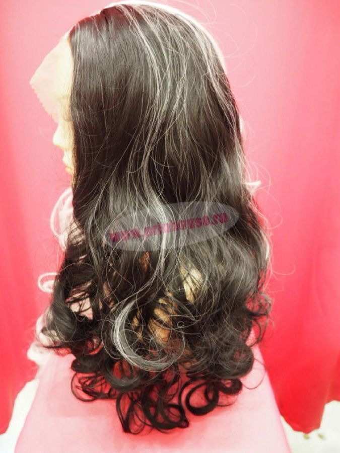 Фото Парик из искусственных волос на сетке локоны черно-белый - магазин  "Домик Принцессы"