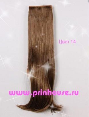 Фото Накладной искусственный хвост 65см на ленте густой кончик цвет №14 средне-русый - магазин  "Домик Принцессы"