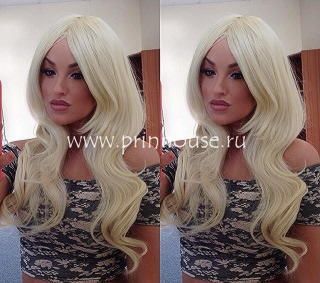 Фото Парик термо длинные волосы мягкие локоны Цвет блонд - магазин  "Домик Принцессы"