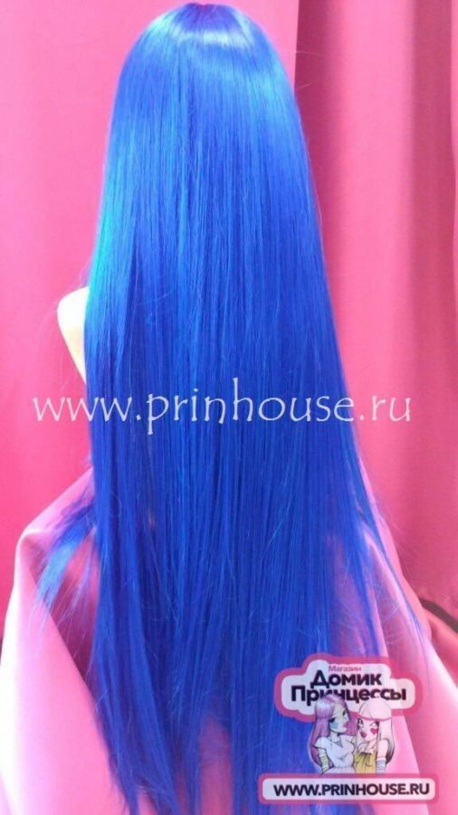 Фото Парик супер длинный искусственный 70 см Цвет синий royal blue - магазин  "Домик Принцессы"