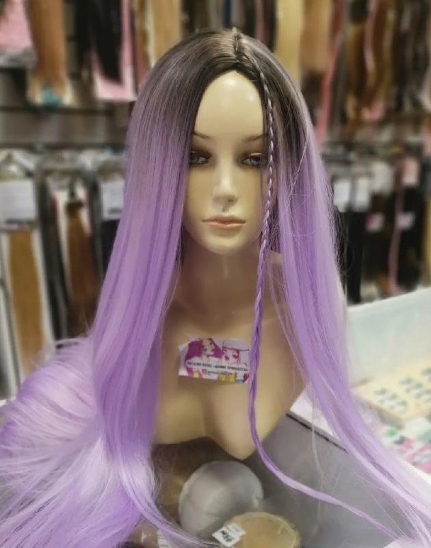 Фото Супердлинный парик 85см без челки сиреневый - магазин  "Домик Принцессы"