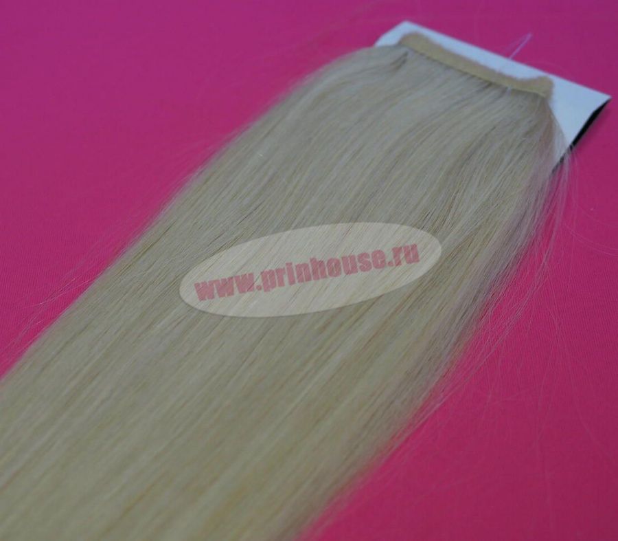Фото Накладной хвост из натуральных волос на ленте 53cм цвет 60A яркий блонд - магазин  "Домик Принцессы"