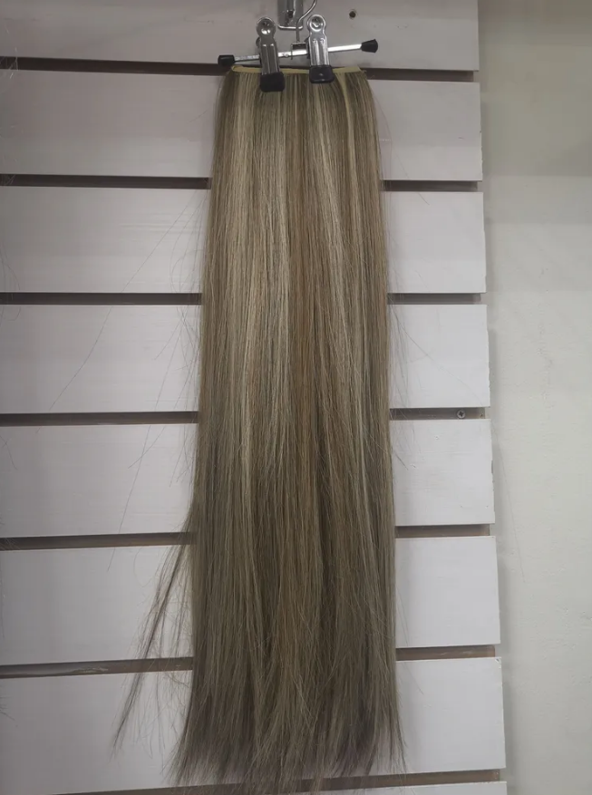 Фото Хвост из матовых волос из канекалона на ленте 50см цвет тёмно-пепельное мелирование - магазин  "Домик Принцессы"