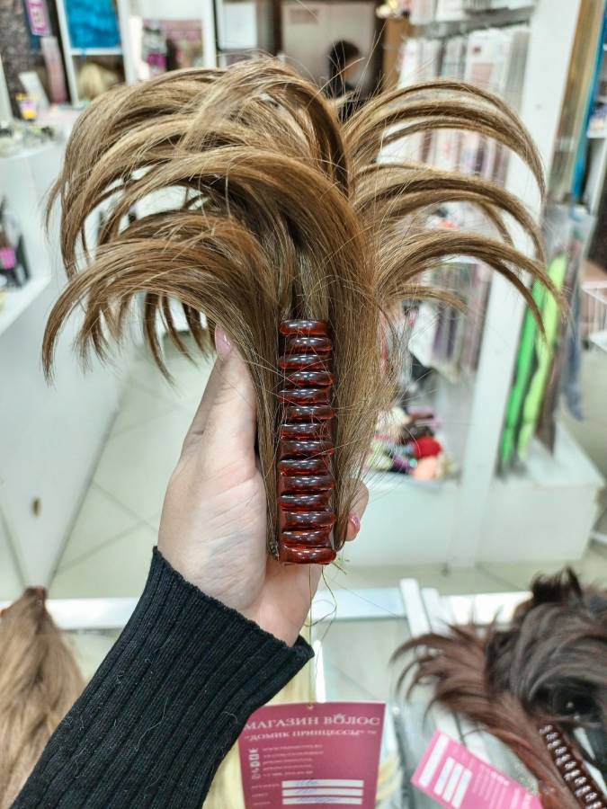 Фото Хвост фонтан на крабе цвет 10.0 натуральный русый - магазин  "Домик Принцессы"