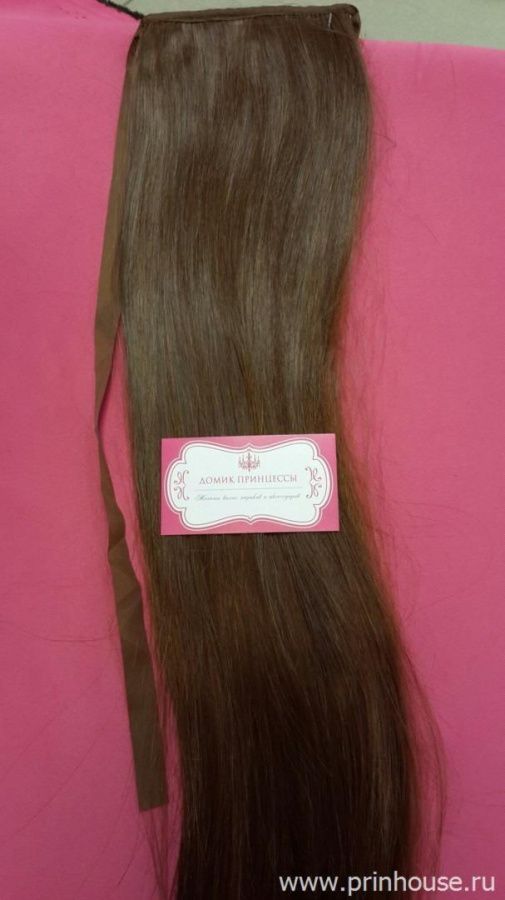 Фото Накладной искусственный хвост 50см цвет 30О шоколадный рыжий орех - магазин  "Домик Принцессы"