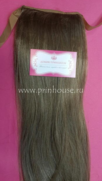 Фото Накладной искусственный хвост 65см на ленте густой кончик цвет №14 средне-русый - магазин  "Домик Принцессы"