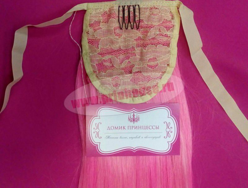 Фото Хвост искусственный на ленте омбре цвет розовый+блонд - магазин  "Домик Принцессы"