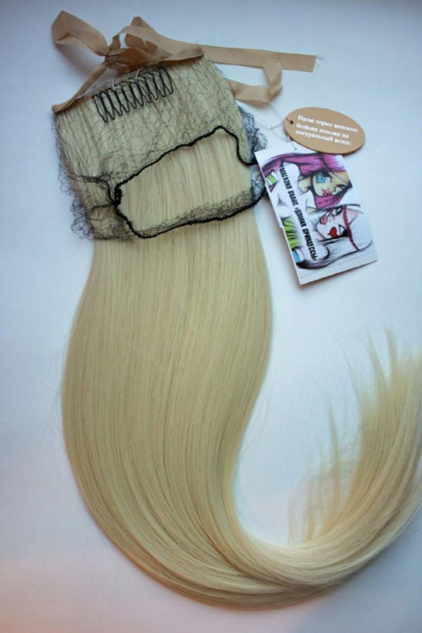 Фото Хвост на ленте термо арт.Stella цвет 613 классический блонд - магазин  "Домик Принцессы"