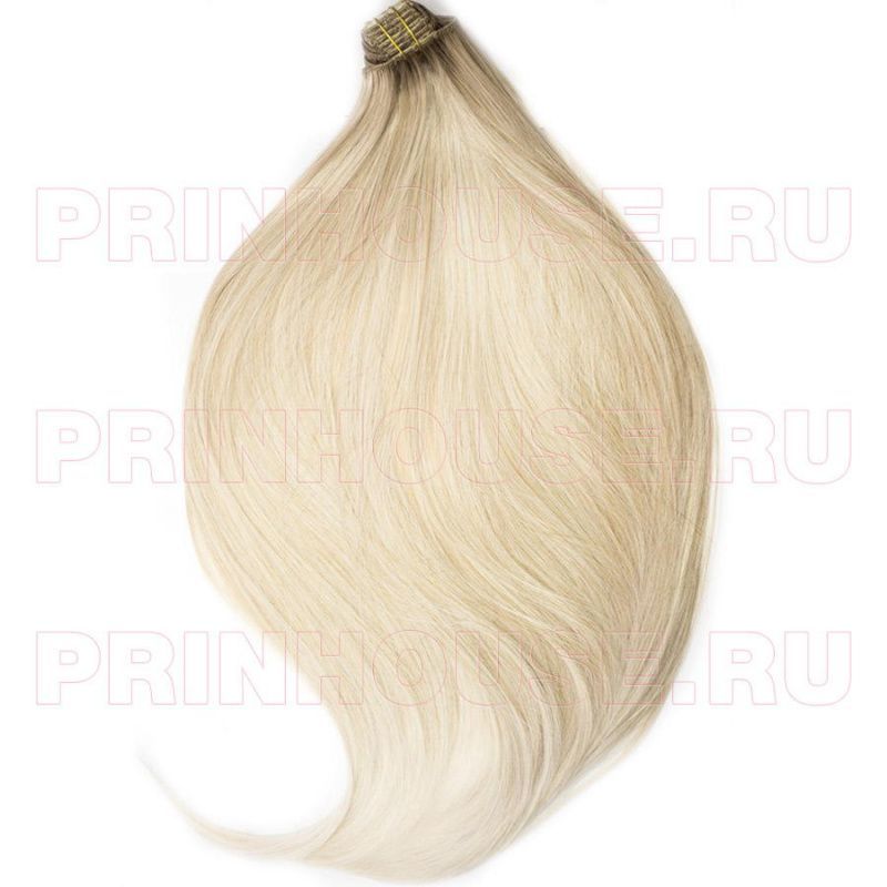 Фото Волосы на заколках искусственные 8 лент термо цвет 15bt613 яркий блонд 45см - магазин  "Домик Принцессы"