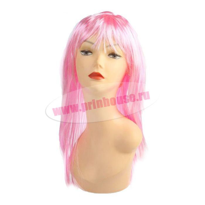 Фото Карнавальный парик цвет светло-розовый c челкой - магазин  "Домик Принцессы"