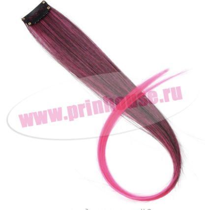 Фото Цветная прядь из искусственного волоса kanekalon прямой на клипсах омбре фуксия - магазин  "Домик Принцессы"