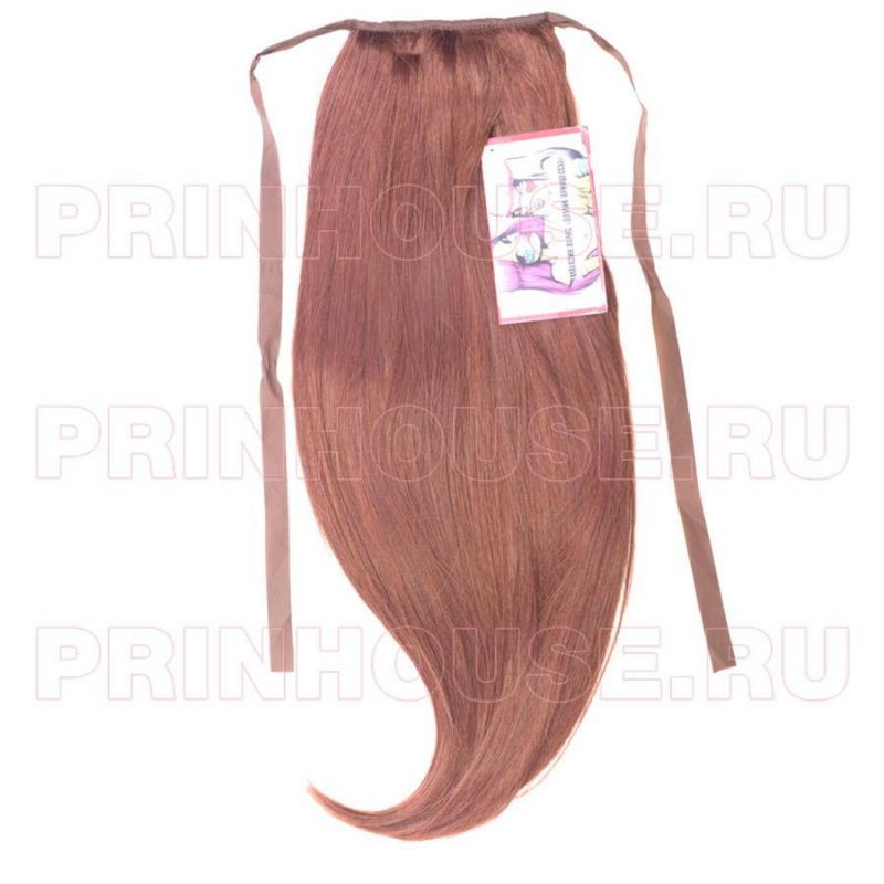 Фото Накладной хвост искусственный на лентах  50см цвет 131О красный янтарь - магазин  "Домик Принцессы"