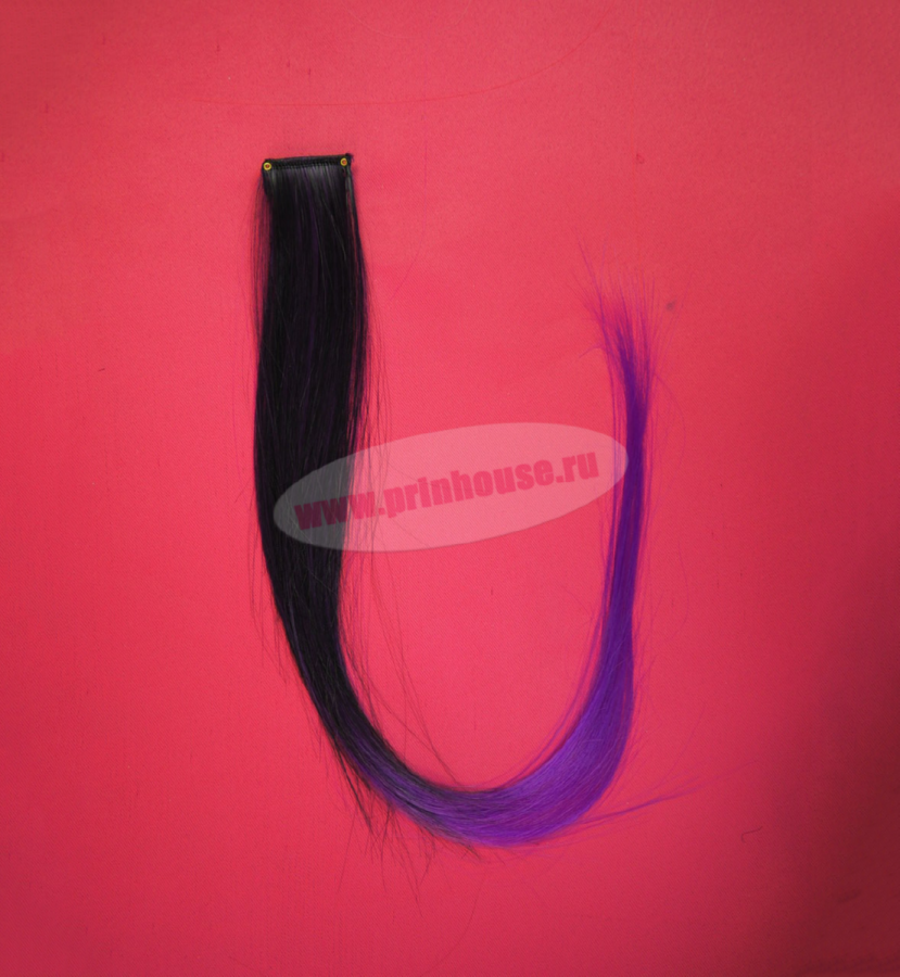 Фото Цветная прядь из искусственного волоса kanekalon прямой на клипсах омбре темно-фиолетовая - магазин  "Домик Принцессы"