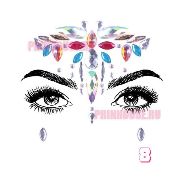 Фото Украшения стразы кристаллы на лицо (разные дизайны на выбор) - магазин  "Домик Принцессы"
