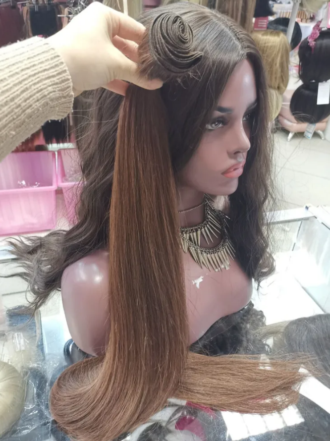Фото Тресс 90см из биопротеиновых волос цвет 5.1 каштановый шоколад - магазин  "Домик Принцессы"