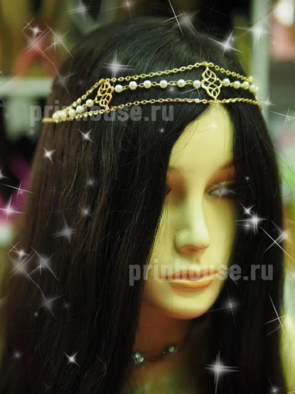 Фото Тика украшение-цепочка на голову плетенное золото - магазин  "Домик Принцессы"