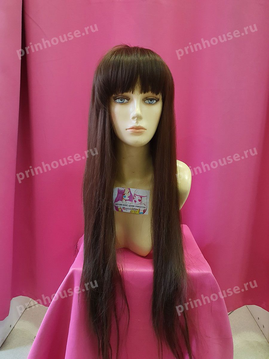 Фото Парик термо длинный с чёлкой цвет тёплый шатен burg - магазин  "Домик Принцессы"