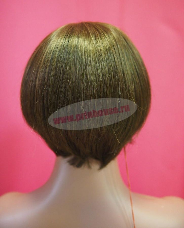 Фото Парик из натуральных волос на сетке короткая стрижка цвет 6 - магазин  "Домик Принцессы"