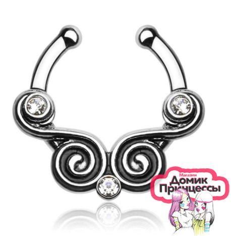 Фото Септум пирсинг-обманка узоры и кристаллы - магазин  "Домик Принцессы"
