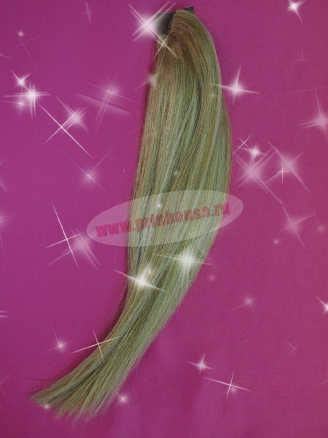 Фото Накладной хвост из натуральных волос на ленте 40cм цвет №27/613 микс блонд - магазин  "Домик Принцессы"