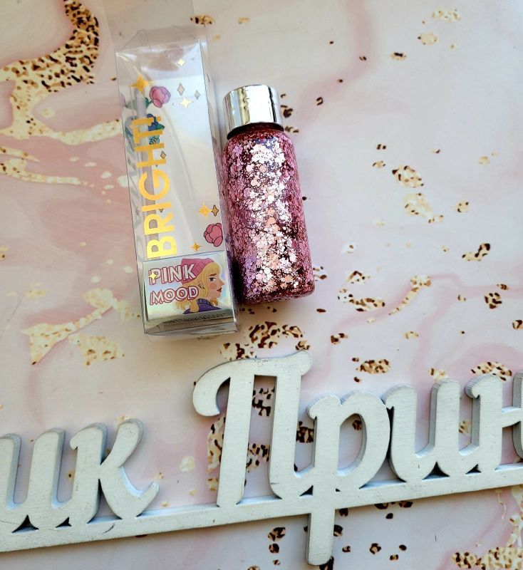 Фото Глиттер в баночке на гелевой основе розовый - магазин  "Домик Принцессы"