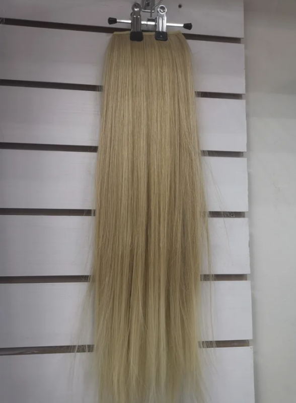 Фото Хвост из матовых волос из канекалона на ленте 50см цвет песочный блонд - магазин  "Домик Принцессы"