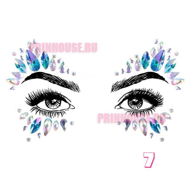 Фото Украшения стразы кристаллы на лицо (разные дизайны на выбор) - магазин  "Домик Принцессы"