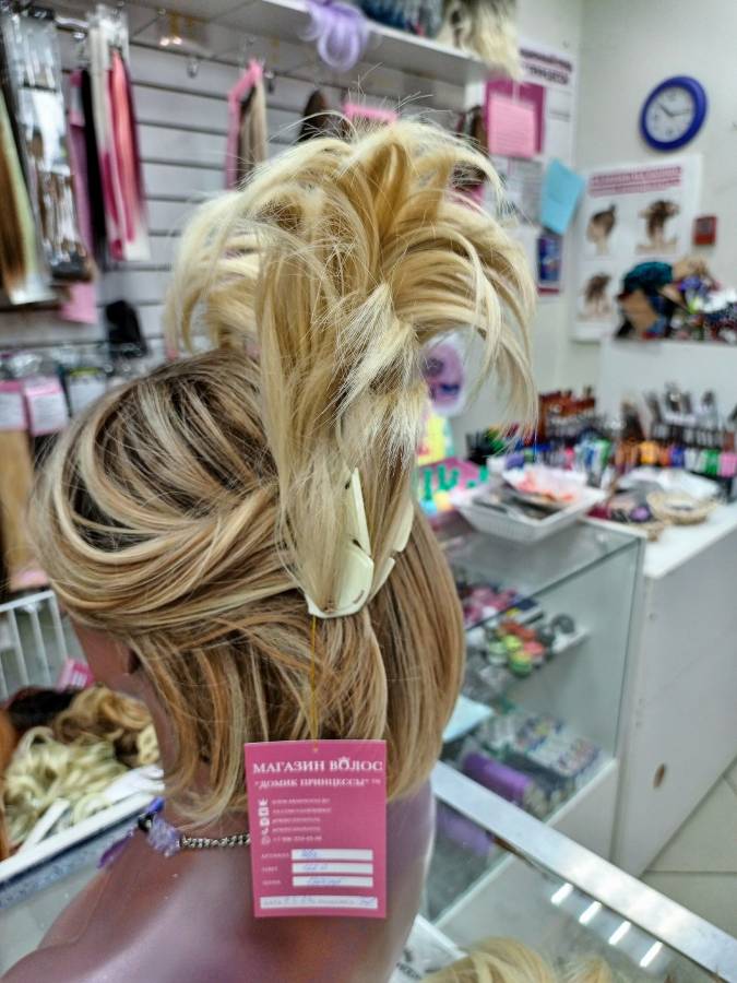 Фото Хвост фонтан на крабе цвет 122.0 платиновый блондин - магазин  "Домик Принцессы"