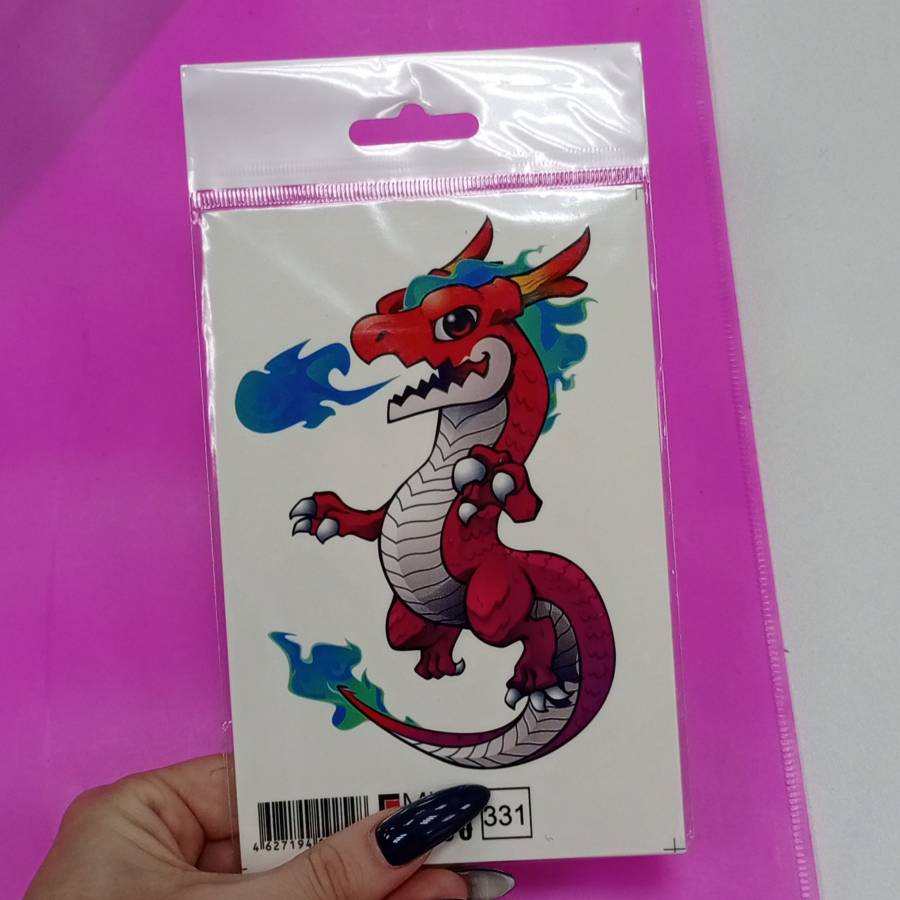 Фото Татуировка красный дракончик символ нового 2024 года 10х15 см 331 - магазин  "Домик Принцессы"