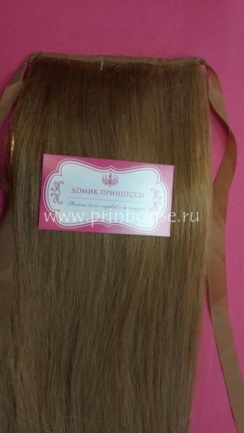 Фото Накладной искусственный хвост 65см на ленте густой кончик цвет 19О янтарный - магазин  "Домик Принцессы"