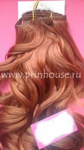 Фото Волосы на заколках искусственные локоны 45см цвет 375 рыжий - магазин  "Домик Принцессы"