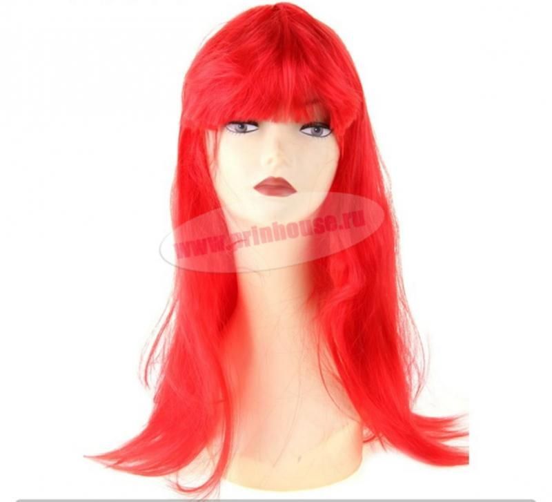 Фото Карнавальный парик длинные прямые волосы цвет красный 120 г - магазин  "Домик Принцессы"