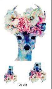 Фото Тату временная переводная олень с цветочным ободком - магазин  "Домик Принцессы"