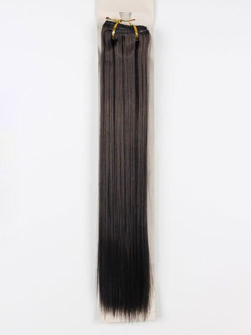 Фото Волосы на заколках искусственные 8 лент термо цвет 4О средний шоколад длина 45см - магазин  "Домик Принцессы"