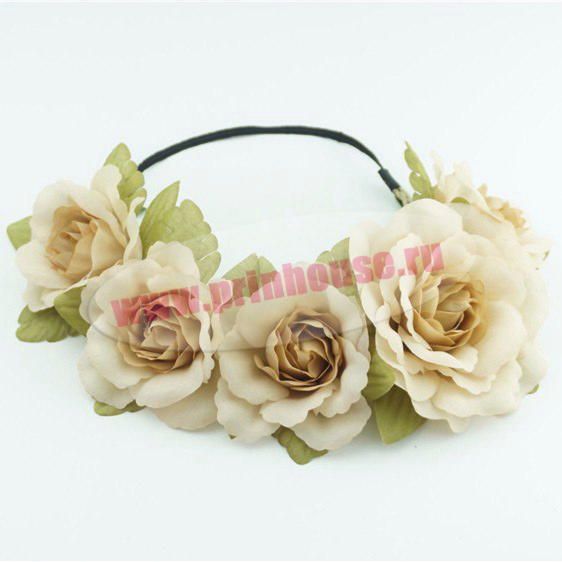 Фото Ободок из пышных больших белых цветов - магазин  "Домик Принцессы"