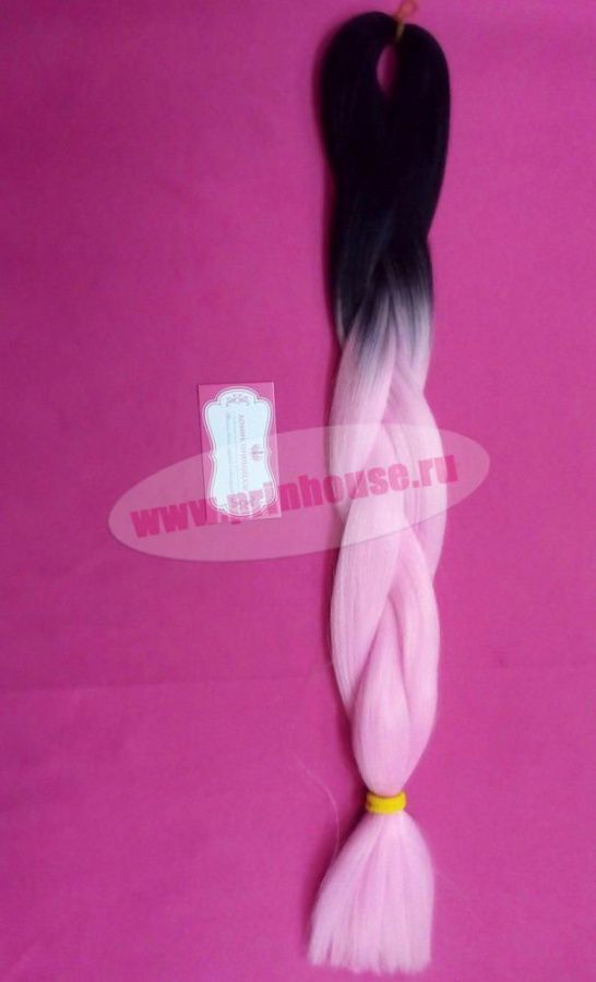 Фото Канекалон двойное омбре черный +светло-розовый #3 - магазин  "Домик Принцессы"